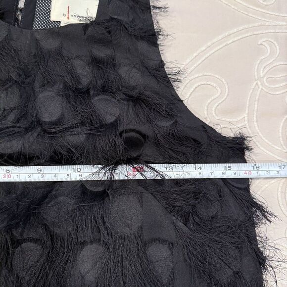 Anthropologie Roxie Black Fringe Mini Dress Textured Sleeveless Size 2 Party - Picture 9 of 10
